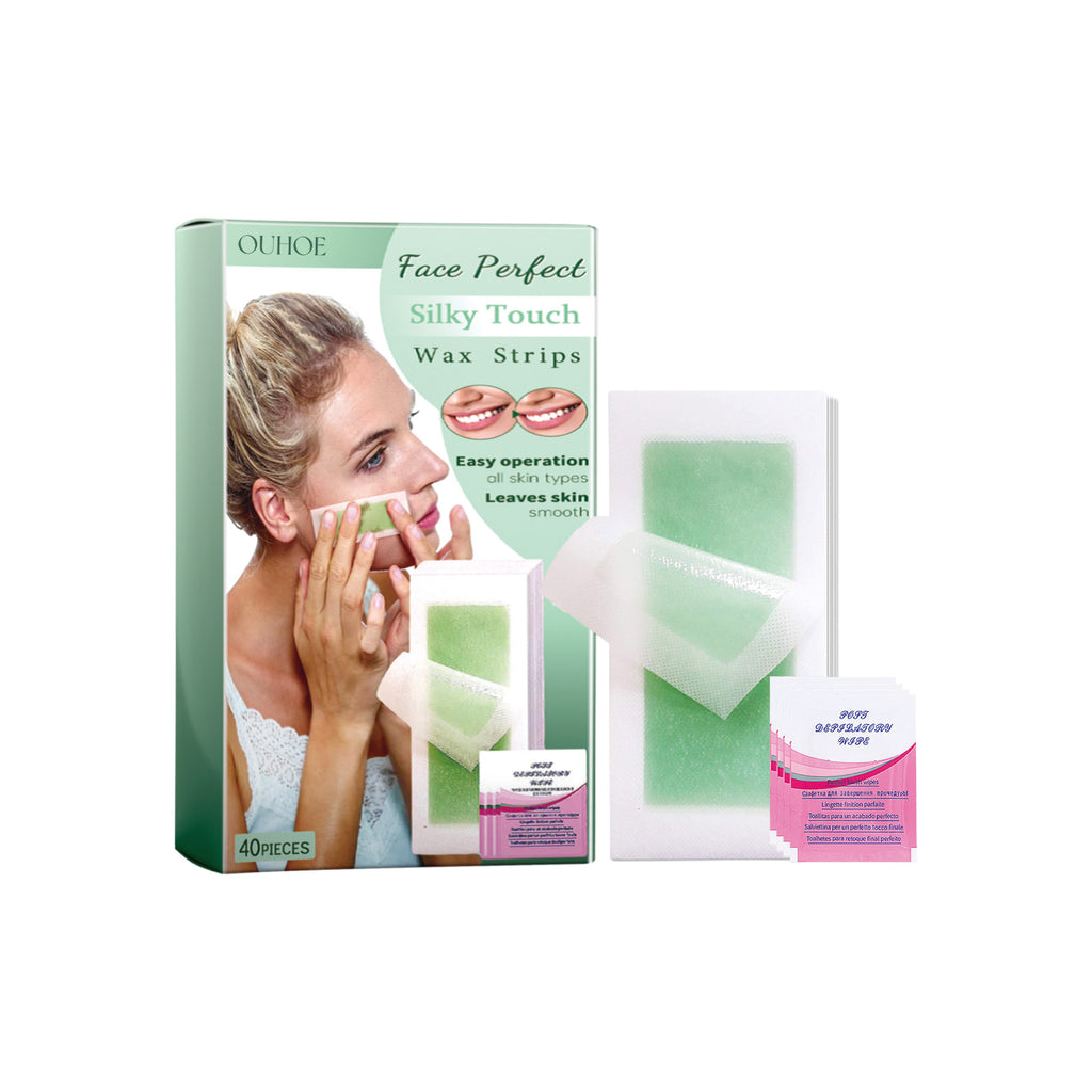 Silky Touch Wax Strips, Mild Non-Irritating Moisturizing Refreshing Clean Face Lip Hair Removal Wax