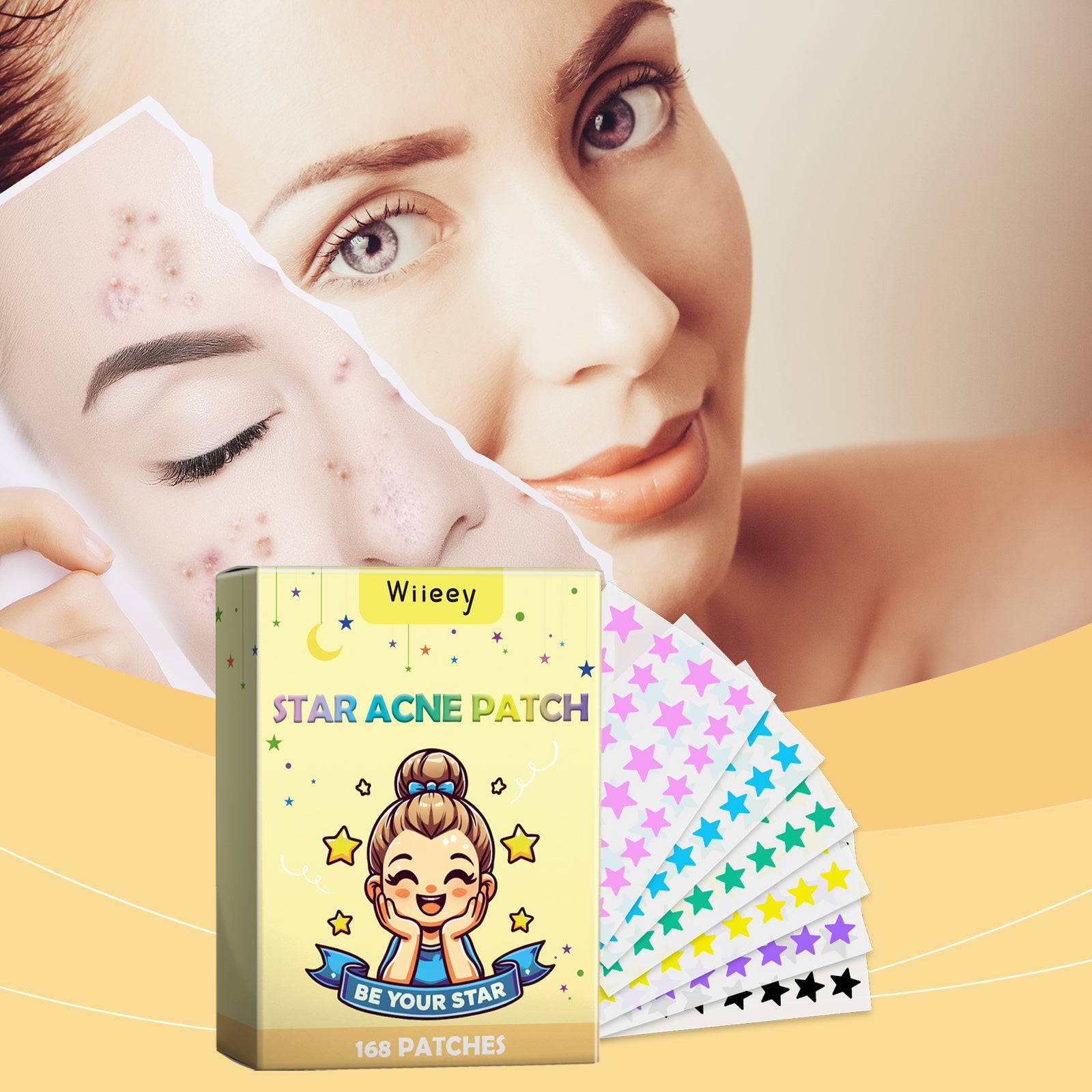 Stars Acne Patch, Reduce Acne Acne Print Clean Face Closed Mouth Acne Portable Cartoon Acne Patch