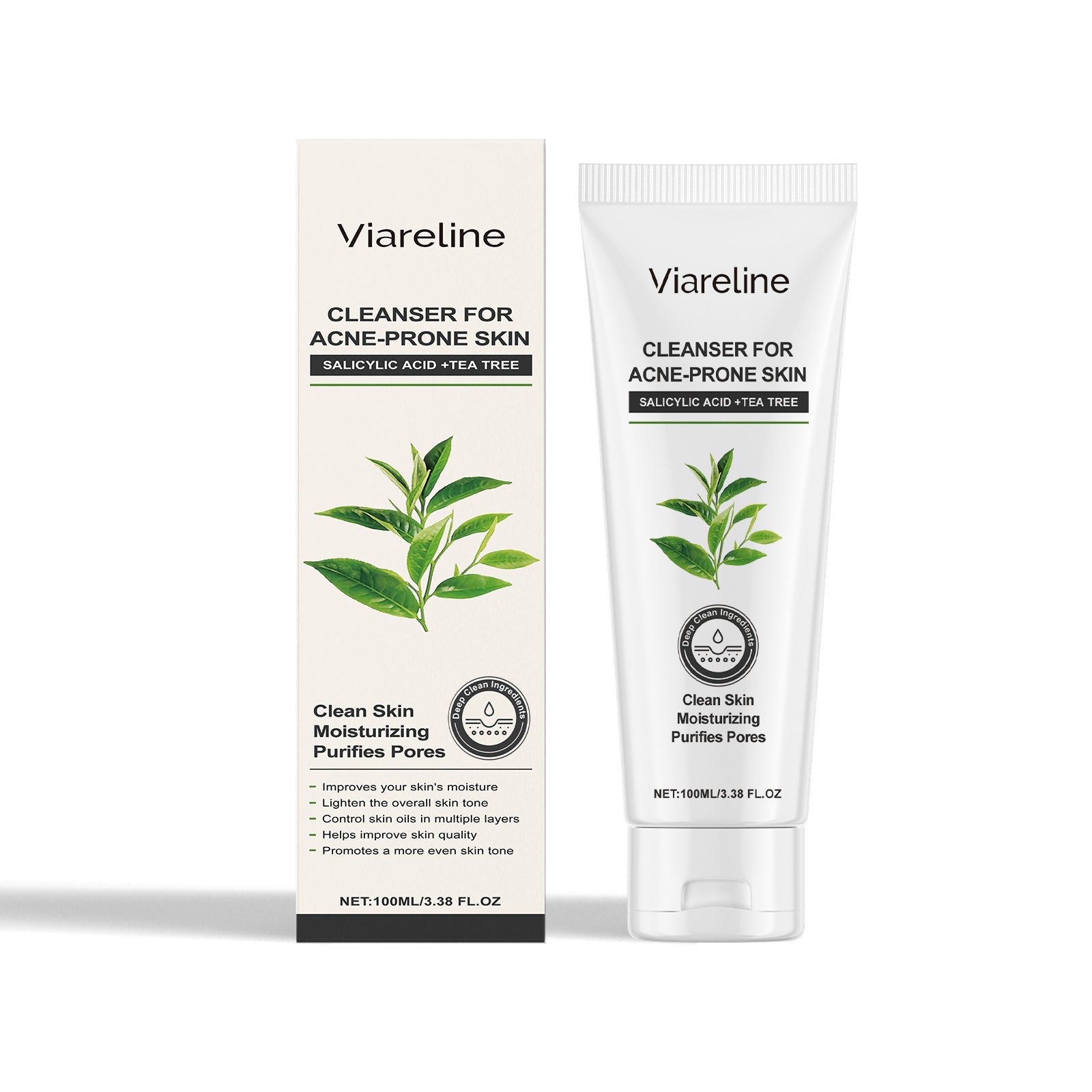 Green Tea Cleansing Gel Gloss Oil Control Clean Balance Skin Moisturizing Moisturizing Skincare Set