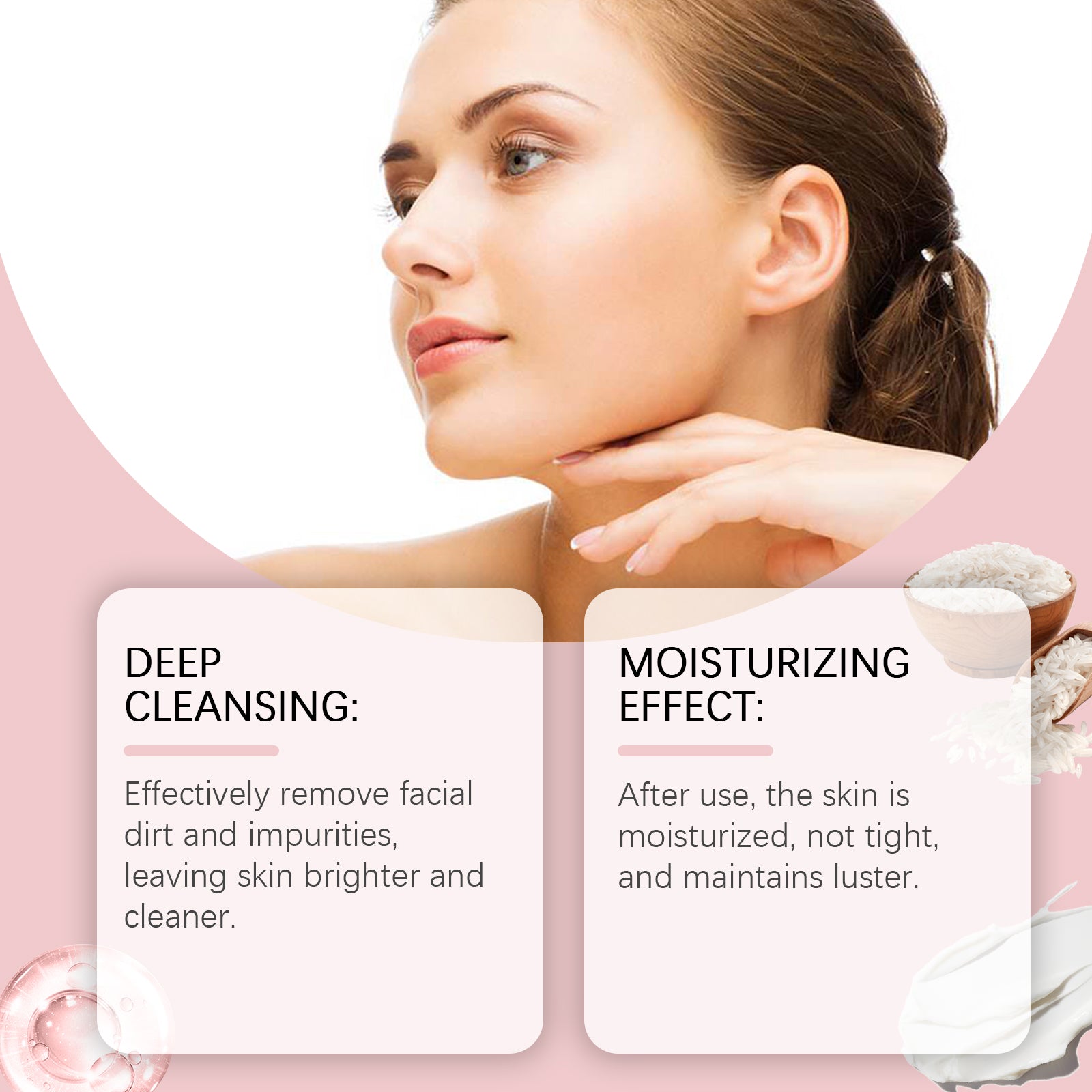 West&Month Rice Cleanser, Moisturizing And Cleansing Face, Clean, Refreshing And Non-Greasy, Brightening Complexion