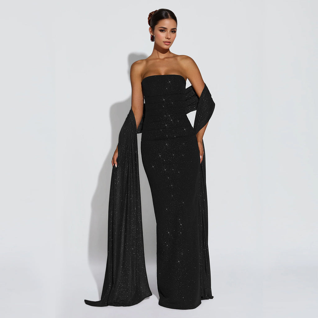 Skincare flash bag hip slit dress