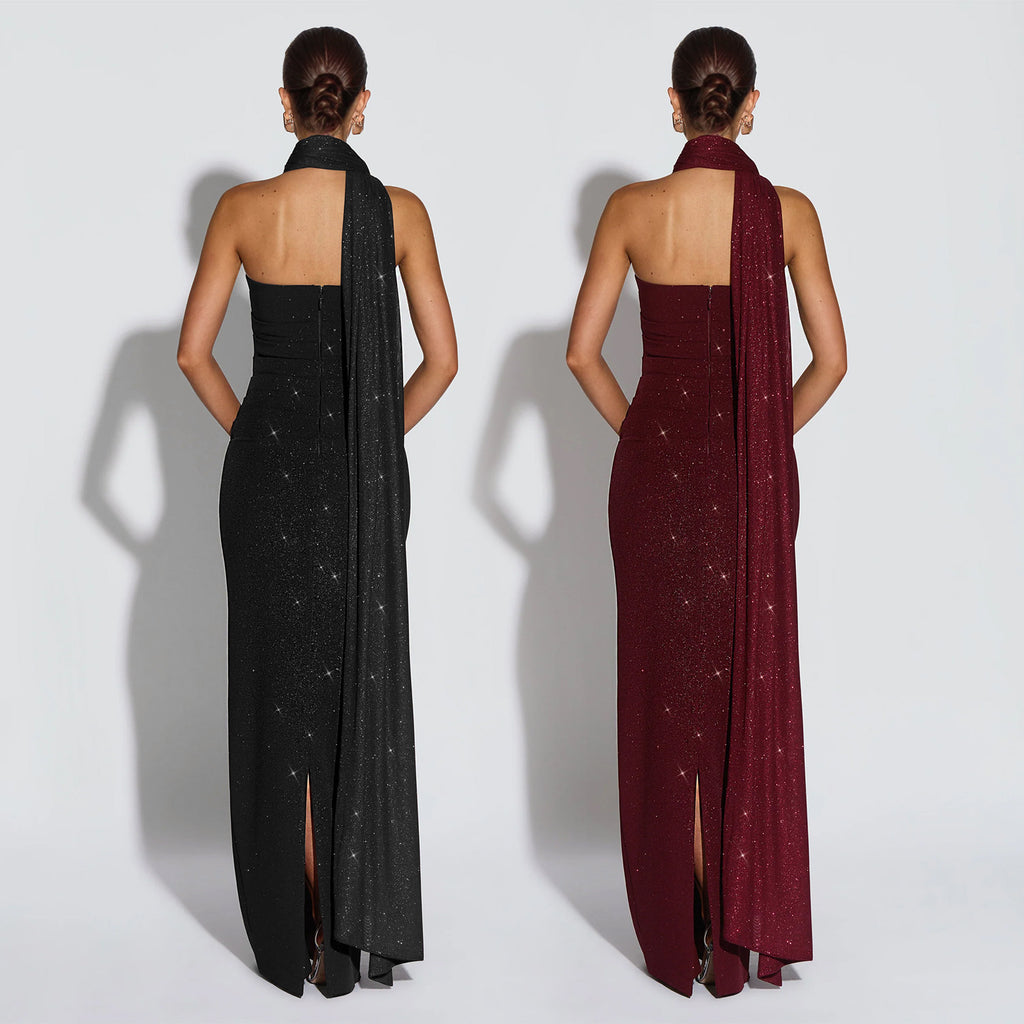 Skincare flash bag hip slit dress
